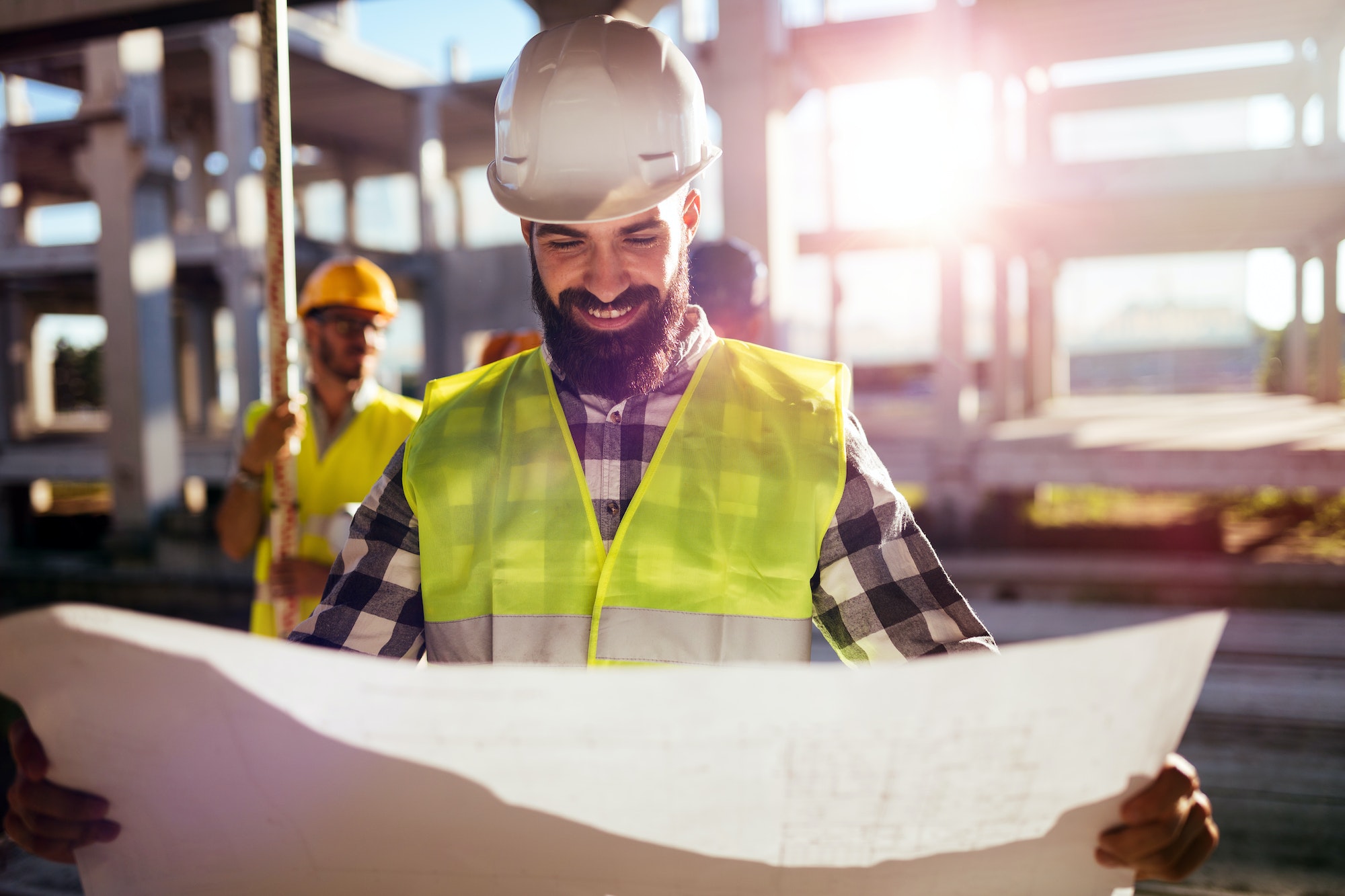 Picture of construction engineer working on building site